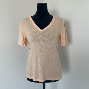 Banana Republic Peach Short Sleeve Malibu Tee With Foil Polka Dots Size XS